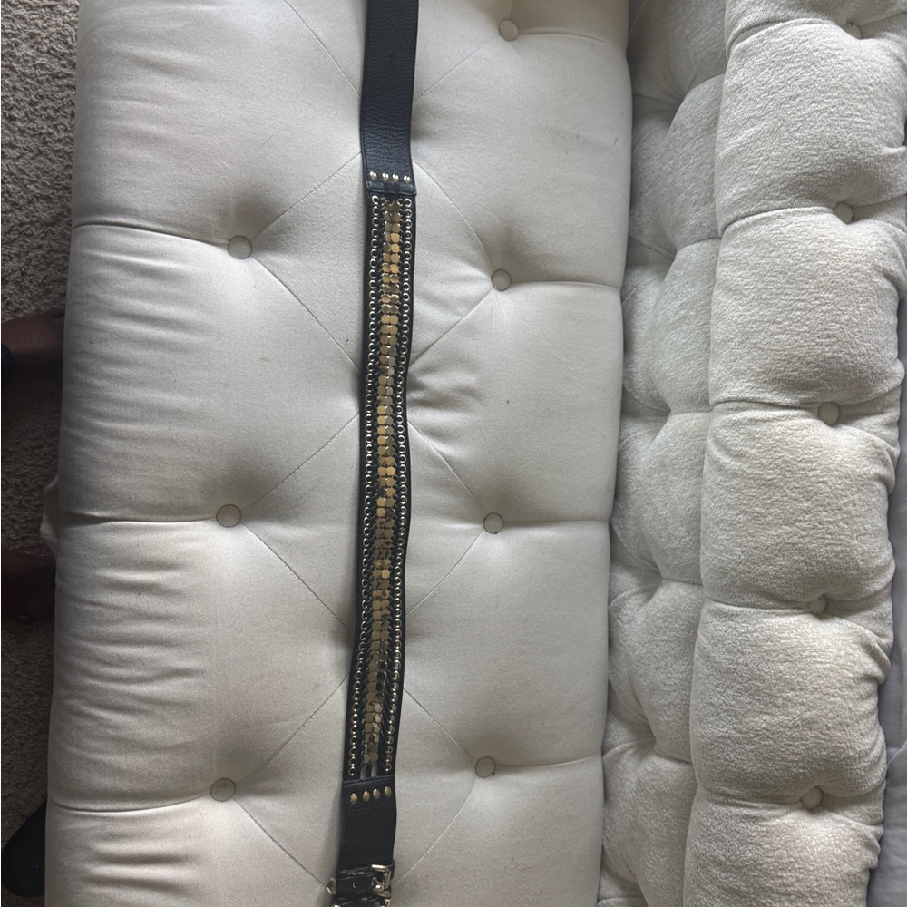 Versace Black and Gold Studded Belt